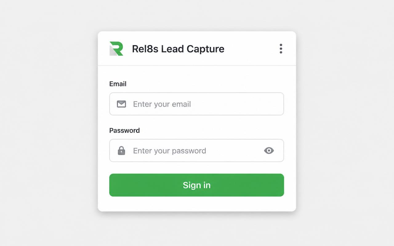 Rel8s extension popup sign-in form